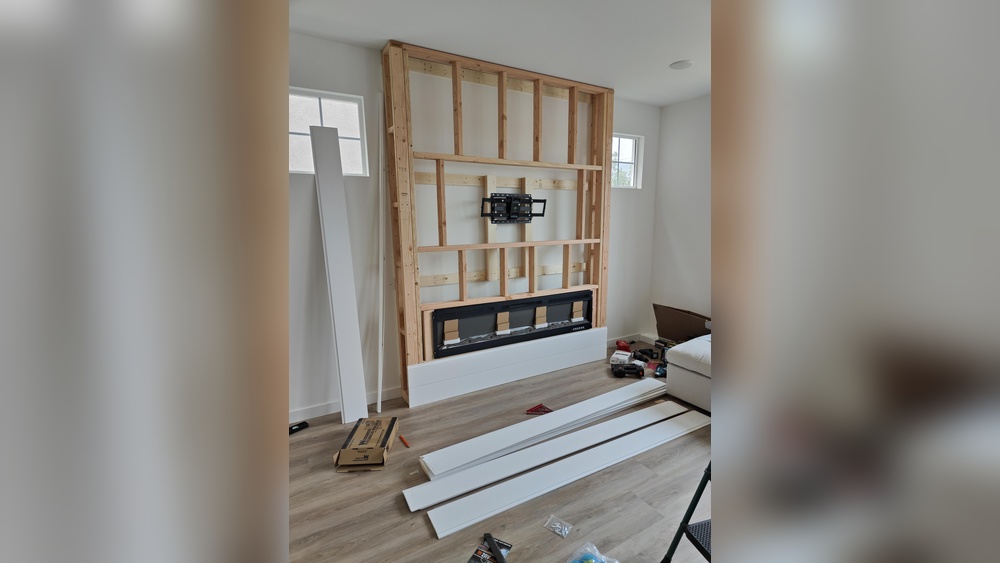 How To Build A False Wall For Tv And Fireplace